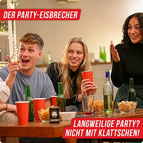 DENKRIESEN klattschen® Doppelpack | Trinkspiel Kartenspiel | White Edition & Classic | Partyspiel für Erwachsene | 2–10 Spieler | Lustiges Saufspiel | Kompaktes Format | Geschenkidee