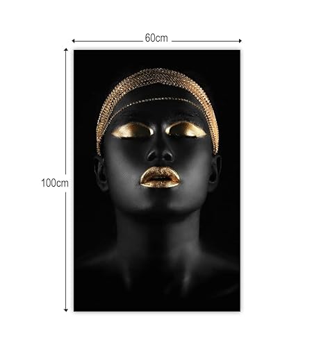 Tela Quadro Decoração Negra Africana Gold Decorativo Sala Quarto 100x60cm