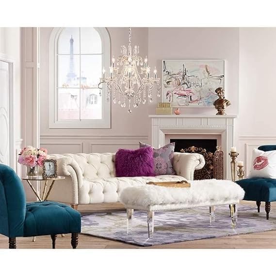 Image of Modern and Stylish 3 Seater Chesterfield Luxury Sofa with Valvet and Fabric Comfortable Sofa for Living Room, Dining Room, Hallway, and Office-(Beige).