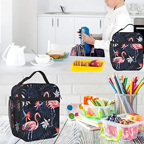 Prelerdiy Tropical Palm Pink Flamingo Lunch Box - Insulated Lunch Bags For Women/Men/Girls/Boys Detachable Handle Lunchbox Meal Tote Bag #TOP4