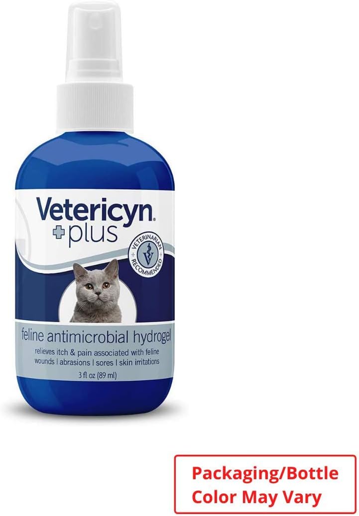 Vetericyn Plus Feline Hydrogel. Promotes Healing for Wounds, Post-Surgery Sutures, Rashes and Irritation. Safe for Cats of All Ages. 3 oz. (Packaging/Bottle Color May Vary) : Pet Supplies