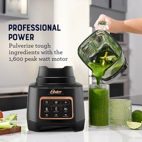 Oster Extreme Mix Blender, 64oz Glass Jar, 3 iBlend Preset Functions, 1600-Watts, 10-Point Blade Stack with Titanium Coating & 24oz Blend-N-Go Cup by Oster - Used condition - Image 3