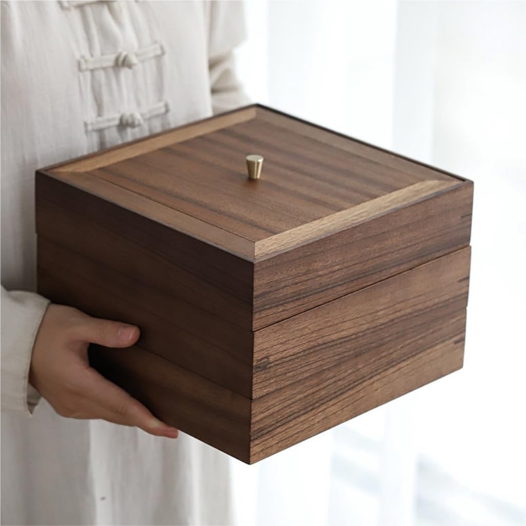 Tarros de Té Las latas de almacenamiento de té a granel se pueden apilar y combinar libremente con cajas de té Retro de madera maciza for almacenamiento de pasteles y té Recipientes para Guardar Té co