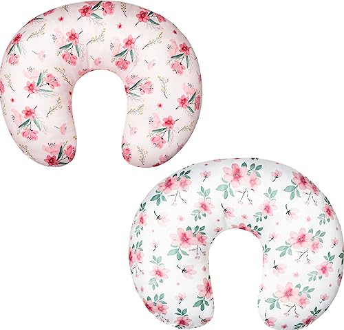 Image of Little Jump Nursing Pillow Cover Slipcover for Breastfeeding Pillows, Soft and Comfortable Safely Fits On Standard Infant Nursing Pillows (2 Pack Pink Bolossom)