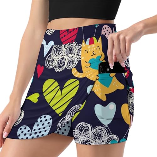 Jupe de tennis femme avec short intégré et poche Nuages d'amour