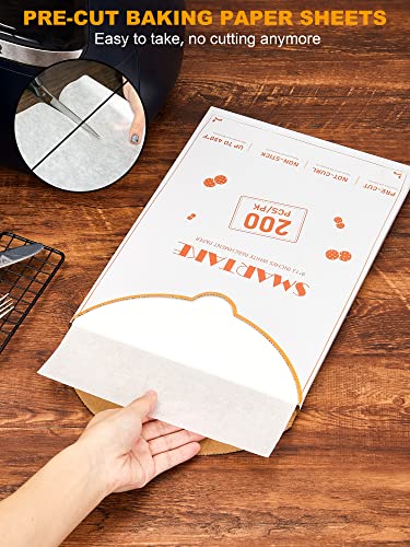 Smartake 200 Pcs Parchment Paper Baking Sheets, 9X13 Inches Non-Stick Precut Baking Parchment, Suitable For Baking Grilling Air Fryer Steaming Bread Cup Cake Cookie And More (White) #TOP2