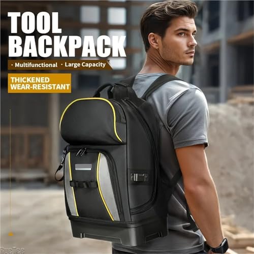 Heavy Duty Tool Backpack With Big Plastic Bottom Electrician Organizer Bag Tool Backpack - Image 3
