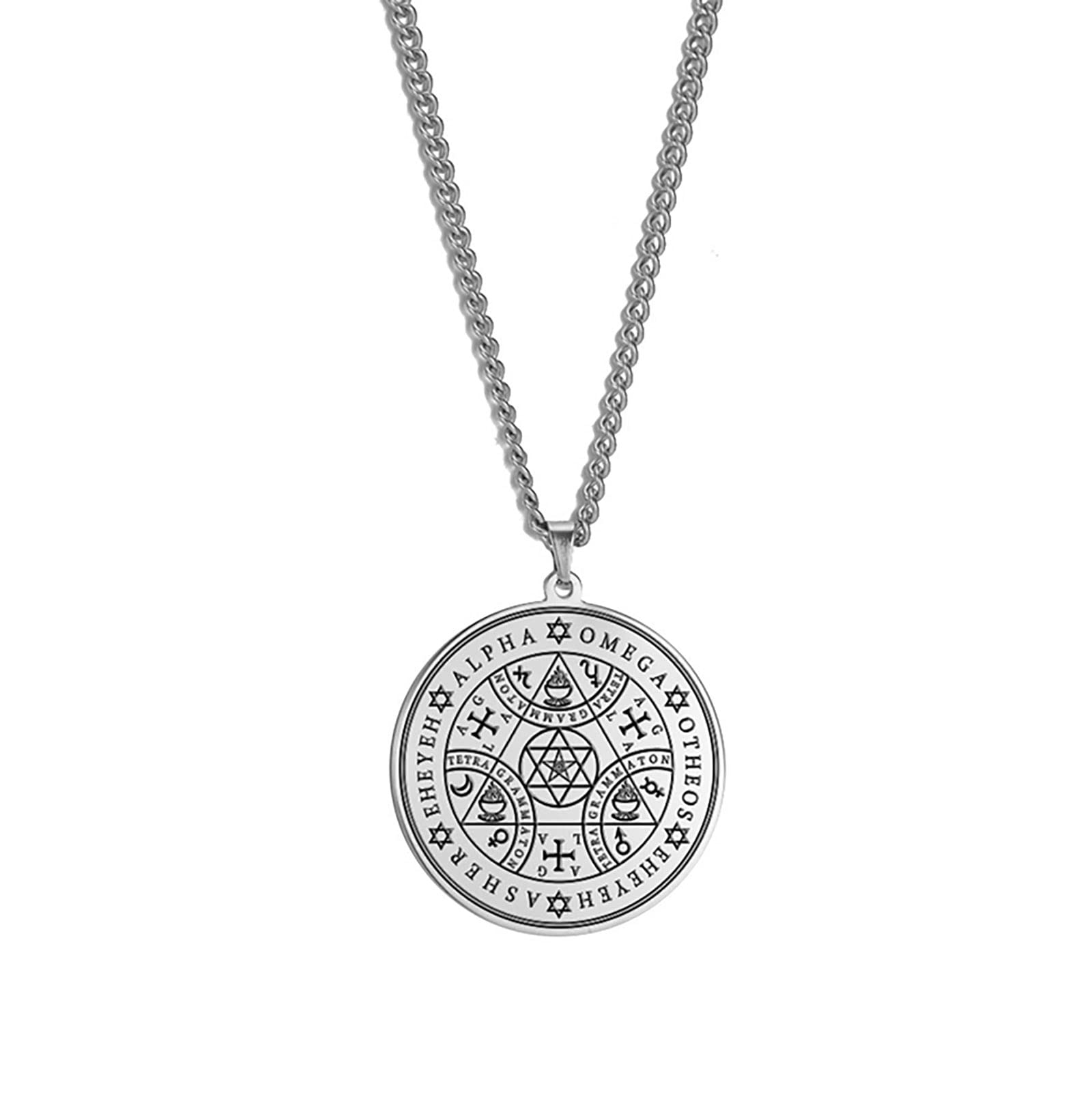 Enochian Angel Amulet Necklace For Men Women Magic Hexagram