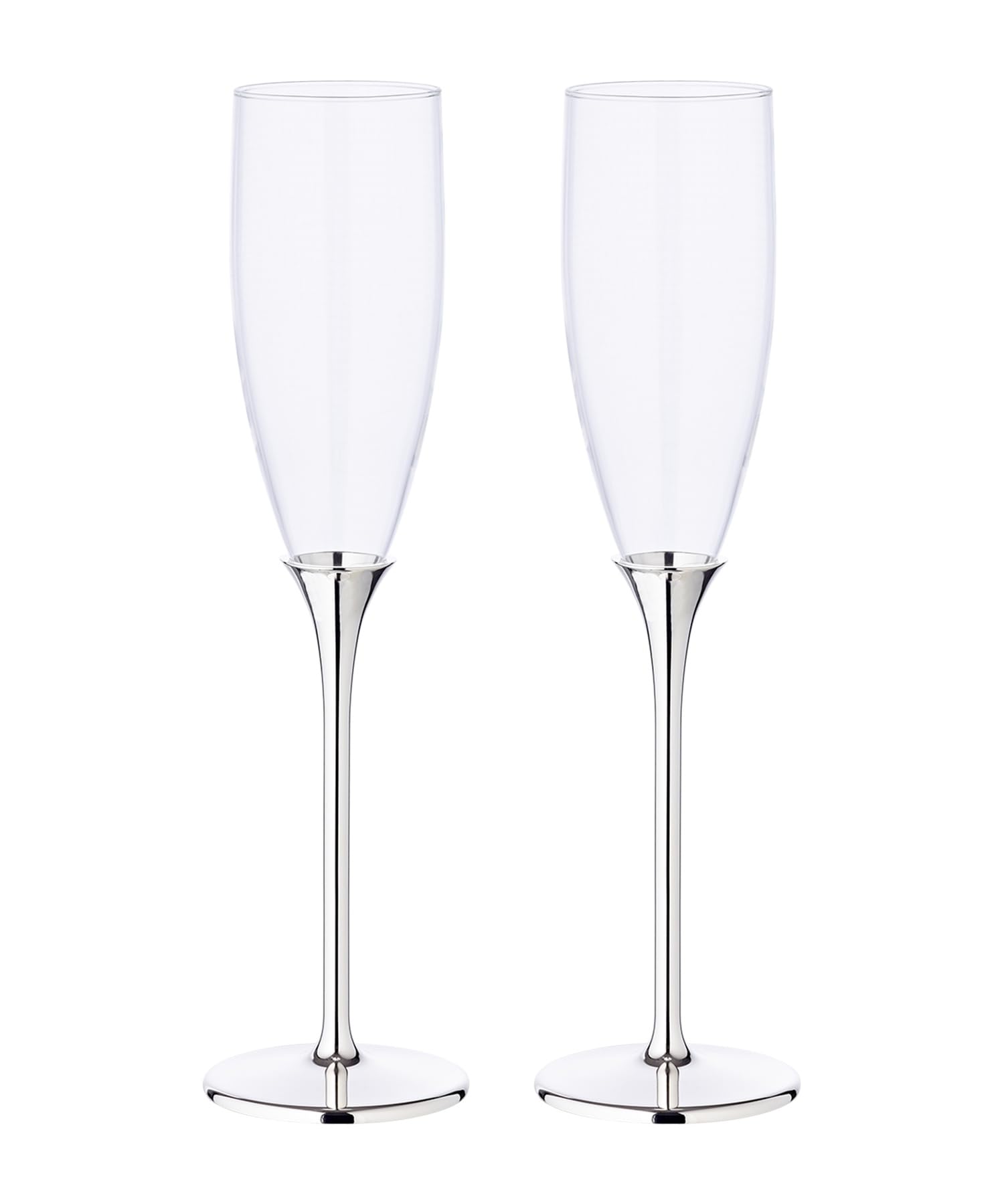 EDZARD 2er-Set Sektkelch Victoria (Höhe 27 cm) aus Glas, Fuß edel versilbert, anlaufgeschützt