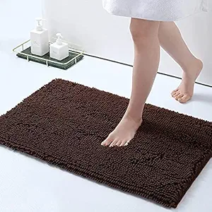 HOKIPO Luxury Bath Rug, Extra Soft and Absorbent Bathroom Mat 45x60 cm, Brown (AR3797)