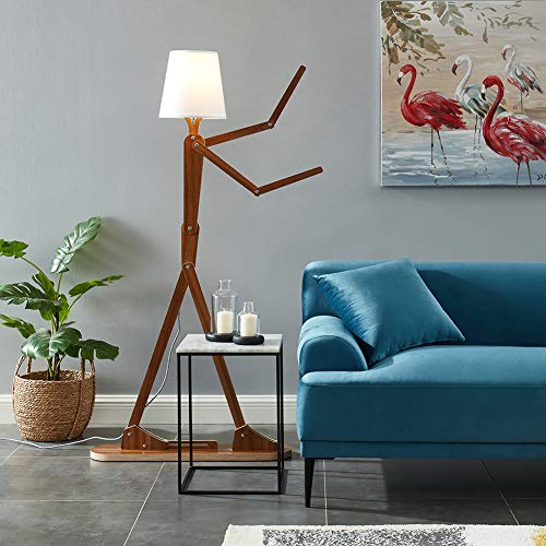 Hroome Cool Tall Floor Lamp Decorative Reading Standing Wood Swing Arm Wood Lighting For Corner Kids Boys Girls Bedroom Living Room Home Improvement Office Farmhouse - With Led Bulb (Walnut) #TOP7