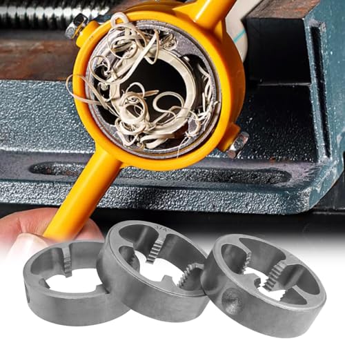 Mesee 6 Stück Ratschen-Rohreinfädler-Kit, PVC-Gewindeschneider-Werkzeug, Kunststoff-Rohreinfädler-Set mit 1/2 3/4 1 Manuelles Ratschen NPT Round Die Set Rohrgewindeschneider Handwerkzeug