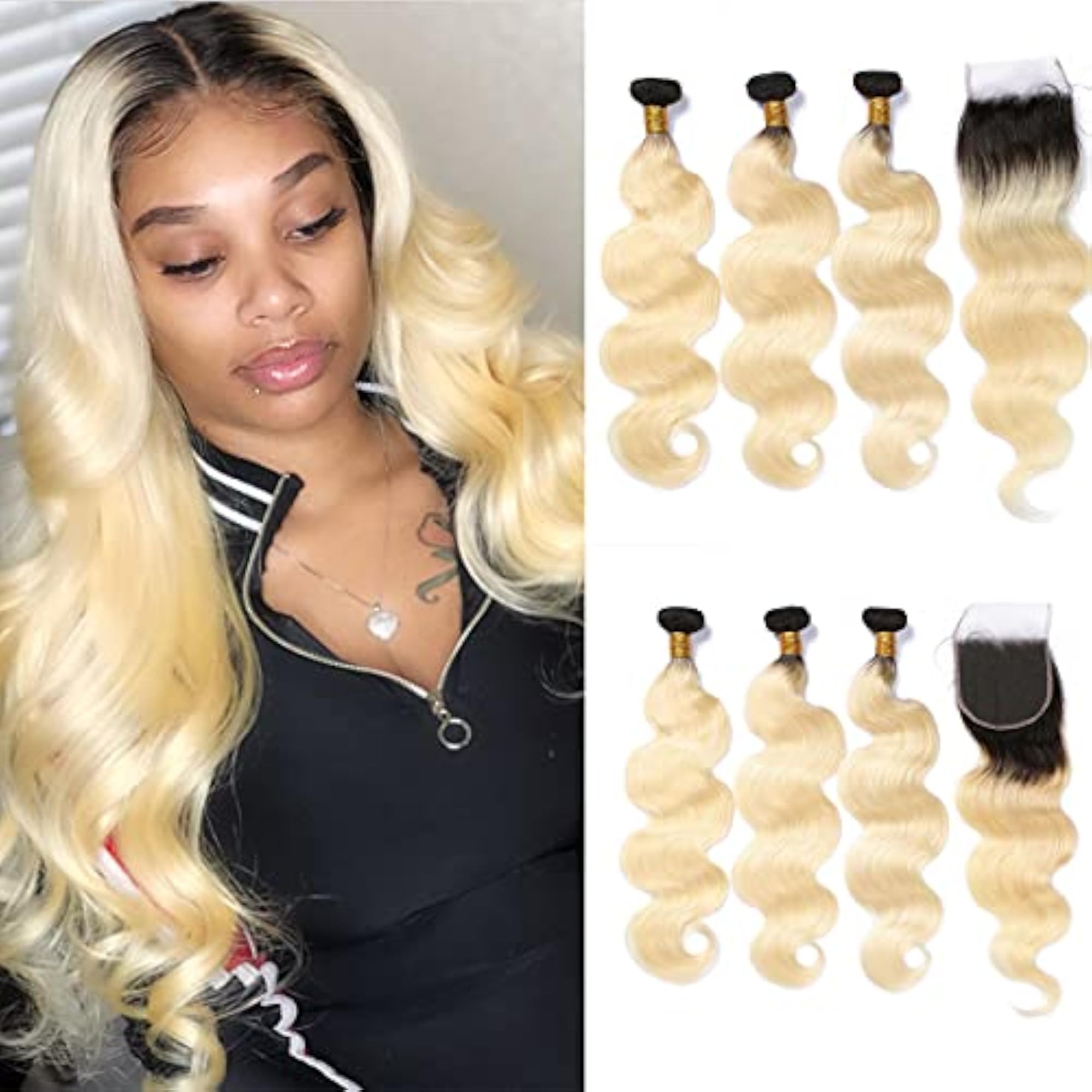 8A Ombre Brazilian Remy Human Hair Extensions, 3 Bundles