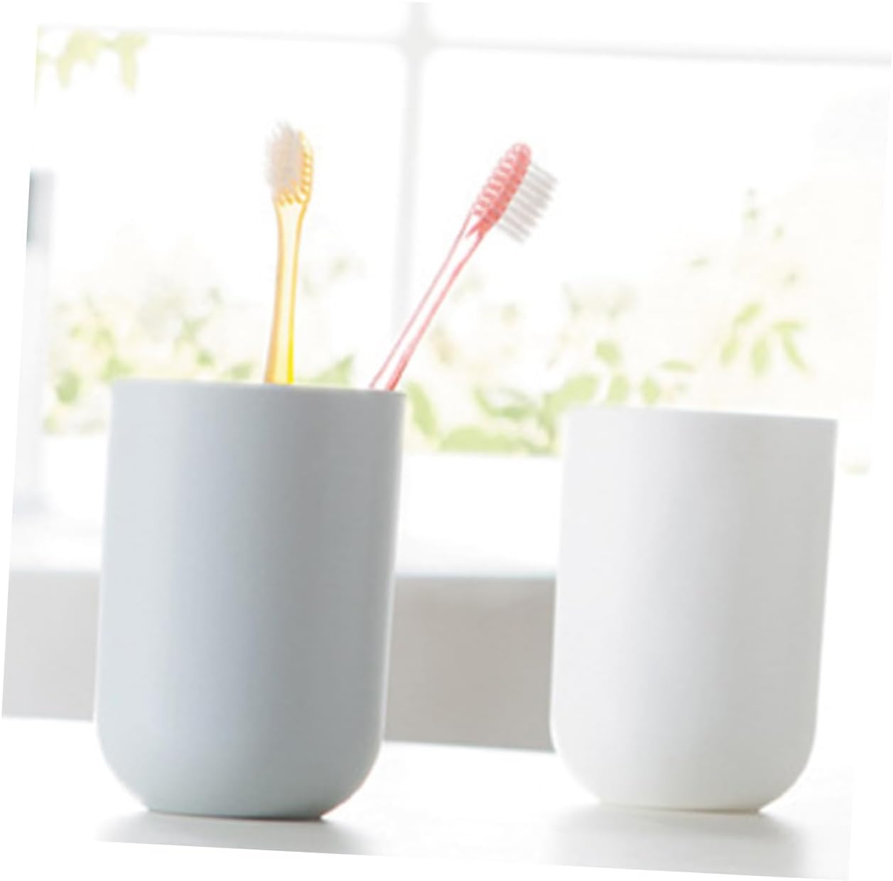 Pp Bathroom Tumbler Cups Creative Japanese Style Gargle Cup for Toothbrushes and Beverages White Easy to Clean Multi-use Design for Home and Travel
