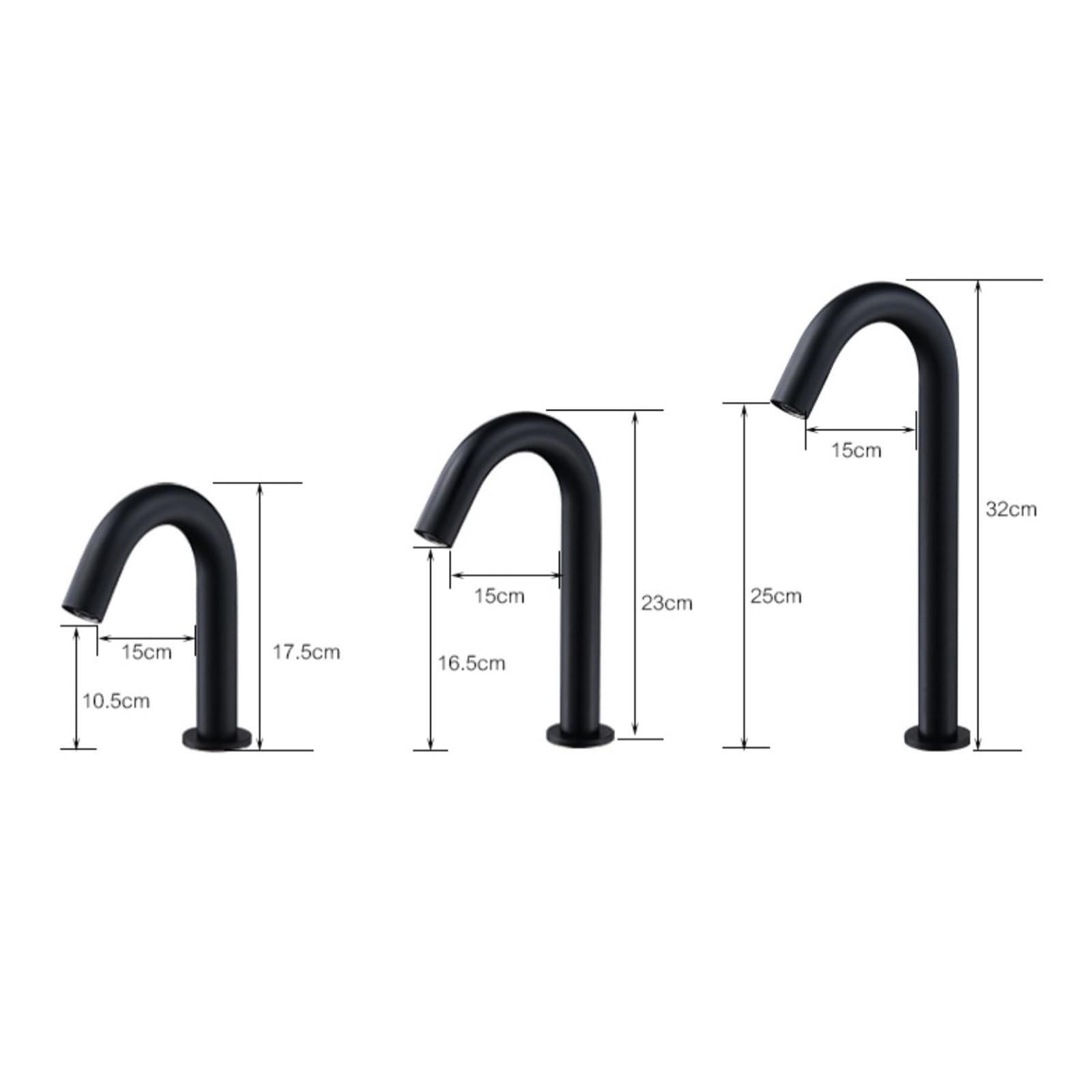 XJTNLB Rubinetto con Sensore Intelligente a Infrarossi Becco Collo di Cigno Rubinetto Bagno Lavabo Miscelatore Acqua Calda e Freddo Nero,Alto