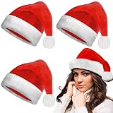 algpty 3 Pack Santa Hats for Adult Christmas Hats | Unisex Extra Thicken Velvet Xmax Holiday Hats Bu