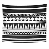 Suklly Tapestry Wall Hanging Polynesian Maori Tattoo Sleeve Samoan Sketch Forearm Stencil Bracelet Home Decor Polyester Living Bedroom Dorm 50 X 60 Inches Picnic Mat Beach Towel Bed Cover
