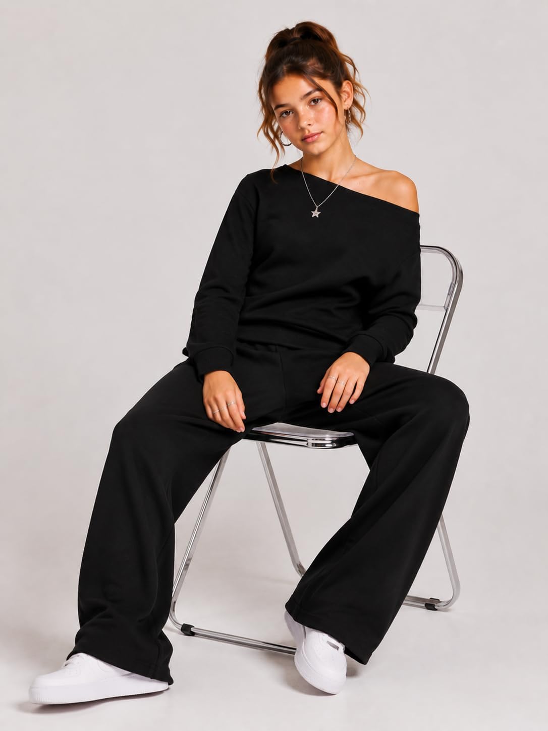 Teen Girls Clothes 2 Piece Off Shoulder Top & Wide Leg Pants Outfit Set