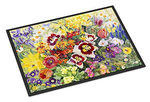 Caroline's Treasures SASE0954JMAT Spring Floral by Anne Searle Doormat 24x36 Front Door Mat Indoor Outdoor Rugs for Entryway, Non Slip Washable Low Pile, 24H X 36W