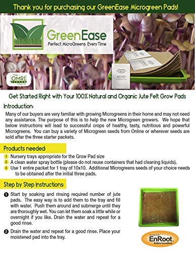 Greenease Microgreens Starter Kit – 10 Organic Certified Jute Grow Pads, 3 Bpa Free Low Profile 10X10 Trays For Easy Harvesting And 3 Packs Of Microgreens Seeds #TOP7