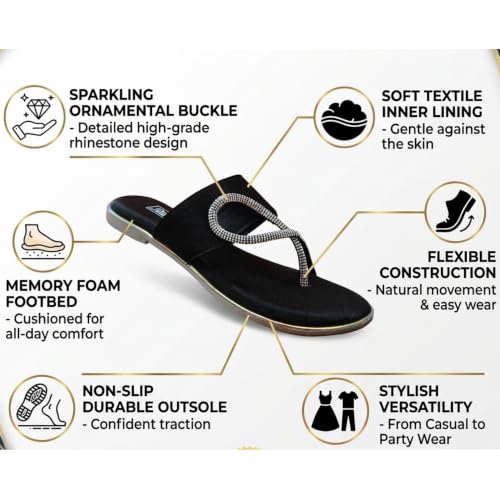 Image of Rivelle Flat Sandal for Women & Girls | Comfortable and Extra Cushioned Insole | Fit for every occasion, Daily, Office, Ethnic and festive