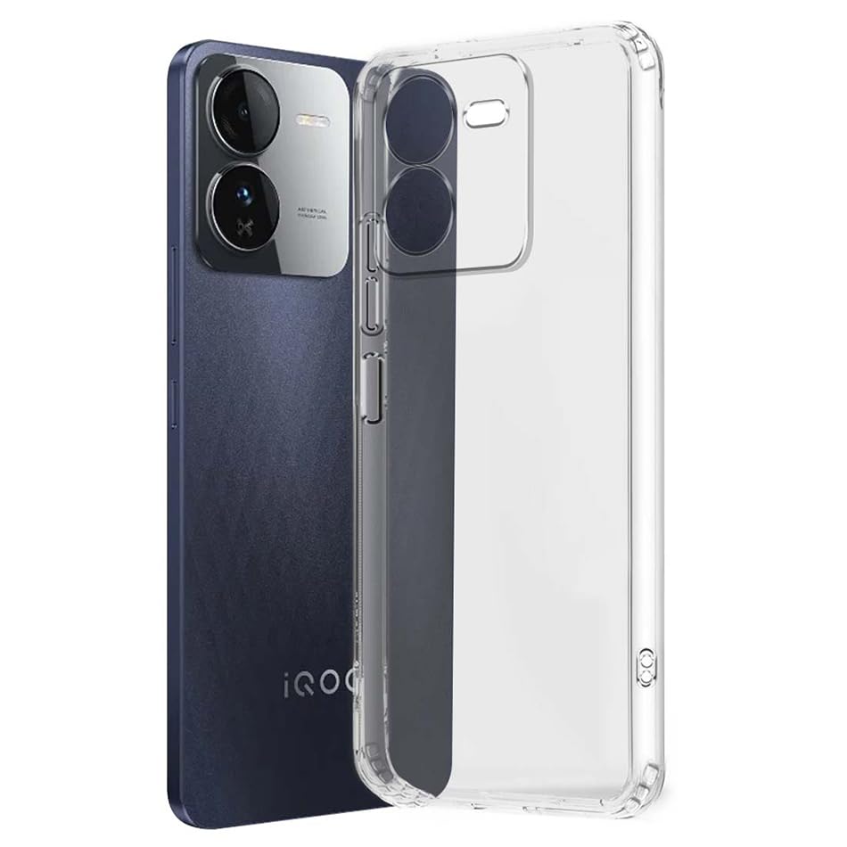 Image of Fashionury Crystal Clear Case for iQOO Z9 5G | Yellowing Resistance | Transparent TPU Silicone | Raised Camera Lips | Slim Transparent Cover