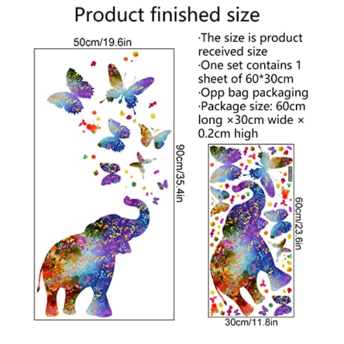 Creative Colorful Elephant Wall Decals Watercolor Butterfly Dots Wall Stickers Diy Removable Painting Ink Elephant Butterflies Wall Decor For Kids Girls Bedroom Living Room Nursery Decoration Dt-093 #TOP1