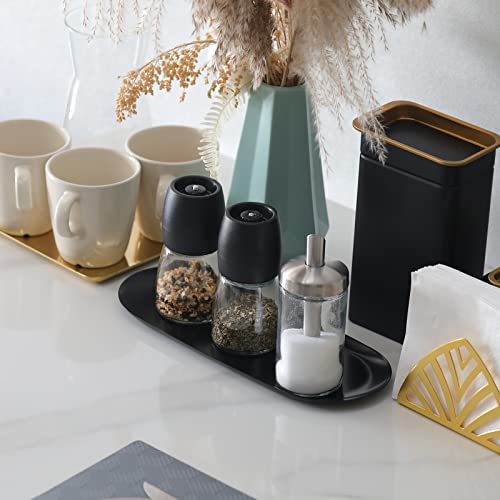 Freelove Metal Serving Tray For Towel, Decorative Platters And Trays For Perfume Jewelry Comestics Food Candle, Bath Vanity Counter Bathroom Coffee Table (Black E, Oval 12'') #TOP3