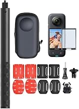 Accessories Kit Invisible Selfie Stick for Insta360 X3 with Portable Case, Screen Protector and Adhesive Helmet Holder