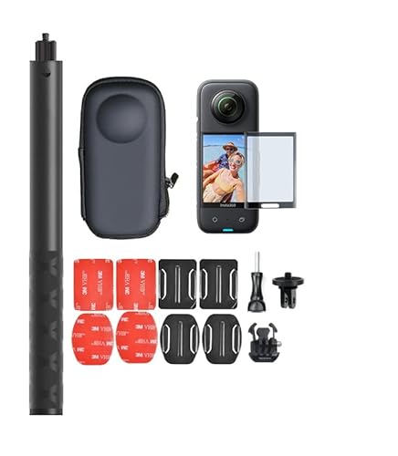 Kit de accesorios para Insta360 One X3, palo selfie + carcasa portátil + protector de pantalla + soporte autoadhesivo Cover