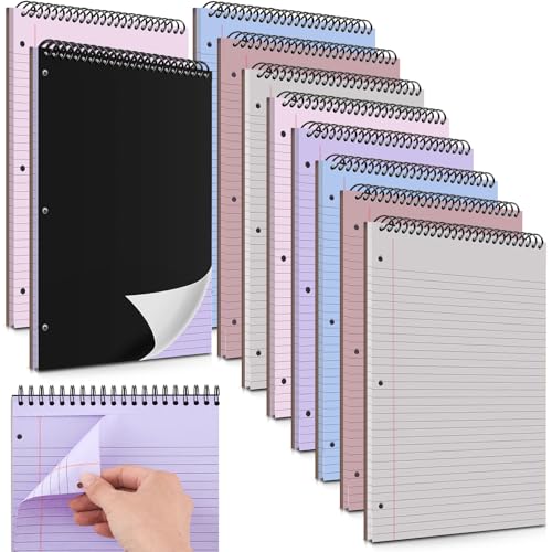 MotiMind 10 Pack 8.5" x 11" Top Spiral Notebook 3 Hole, Morandi Colors