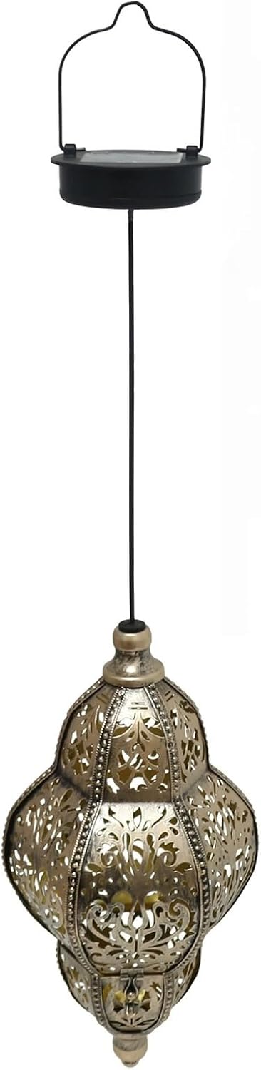 Solar Baroque Pendant Lantern, Decorative Garden Light with Pattern Projection, Antique Bronze (Bronze)