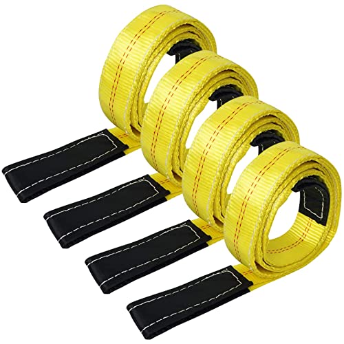 Lift Sling Webbing Straps Robbor 2 inch 7 Foot Tree Saver Winch Straps 13,000 Lbs Lift Sling w/Reinforced Eyes Heavy Duty Recovery ATV UTV Tow Straps 4 PK by Robbor - Used condition - US$16.23