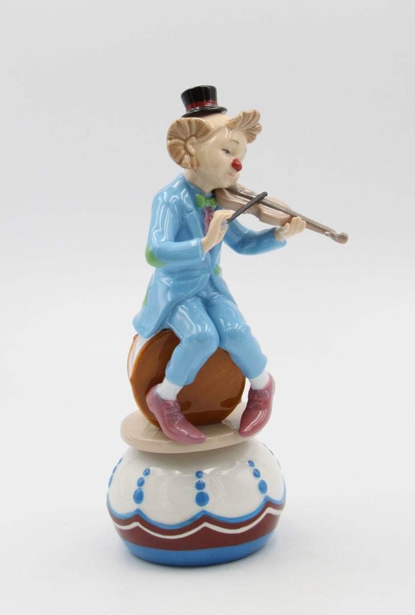 Cosmos Gifts Fine Porcelain Clown Playing Violin Musical Box Figurine (Music Tune: Send in The Clown), 8-5/8" H