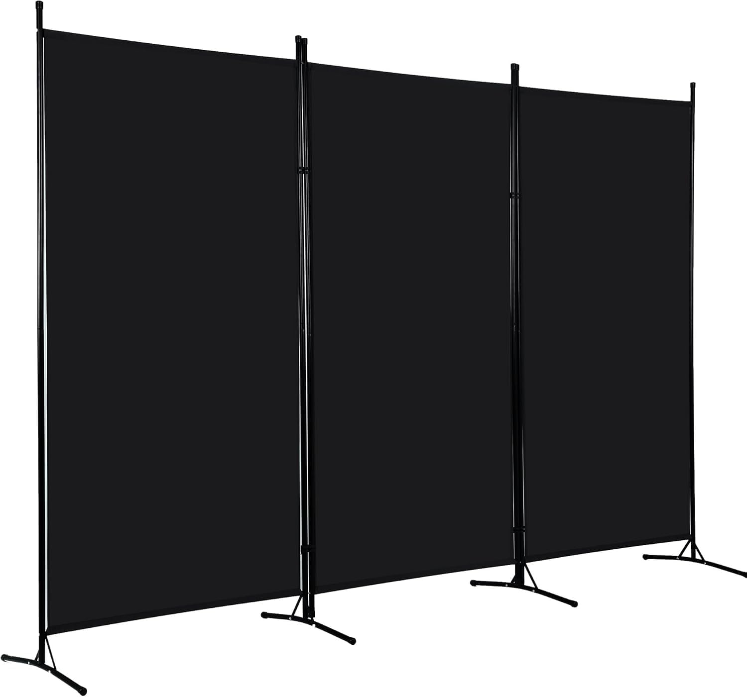 3-Panel Room Divider Privacy Screen, (260cm W x 180cm H) Portable Folding Partition with Metal Frame, Partition Room Dividers Freestanding Wall Divider Screen for Dorm Studio Office (Black)