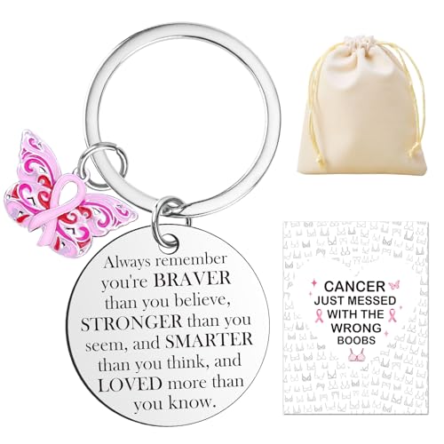 Celavoy Breast Cancer Awareness Gifts - Pink Ribbon Butterfly Keychain