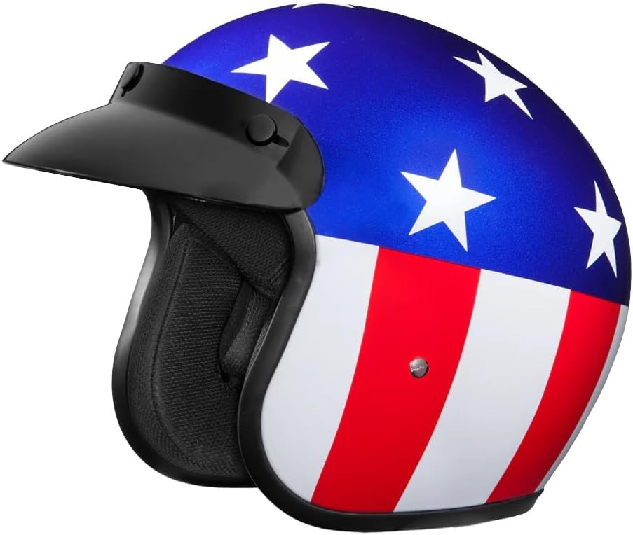 Daytona Helmets 3/4 Shell Open Face Motorcycle Helmet - DOT Approved, Lightweight & Comfortable, Vintage Design for Scooter, Cruiser & Street Bikes - Adjustable Fit, Enhanced Ventilation & Clear Visor