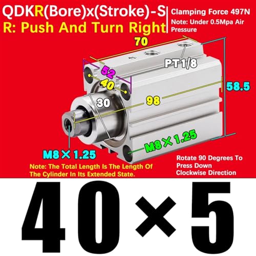 Vérin rotatif horizontal série QDK cylindre pneumatique durable