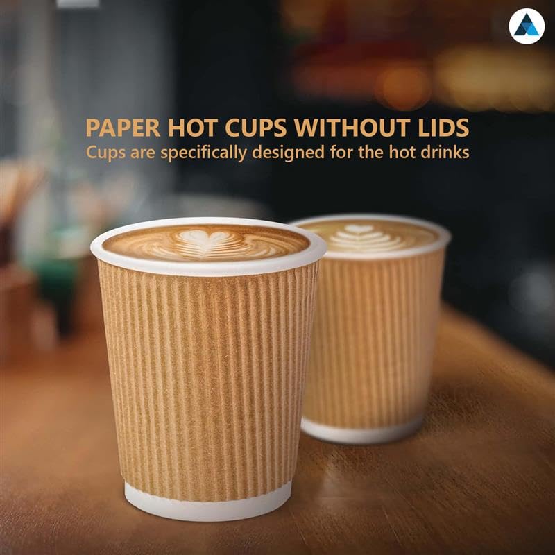 Nationwide Paper 8oz (235ml) Triple Wall Ripple Paper Cups Brown Insulated Disposable Takeaway Coffee Cups for Hot Drinks Tea - Image 3