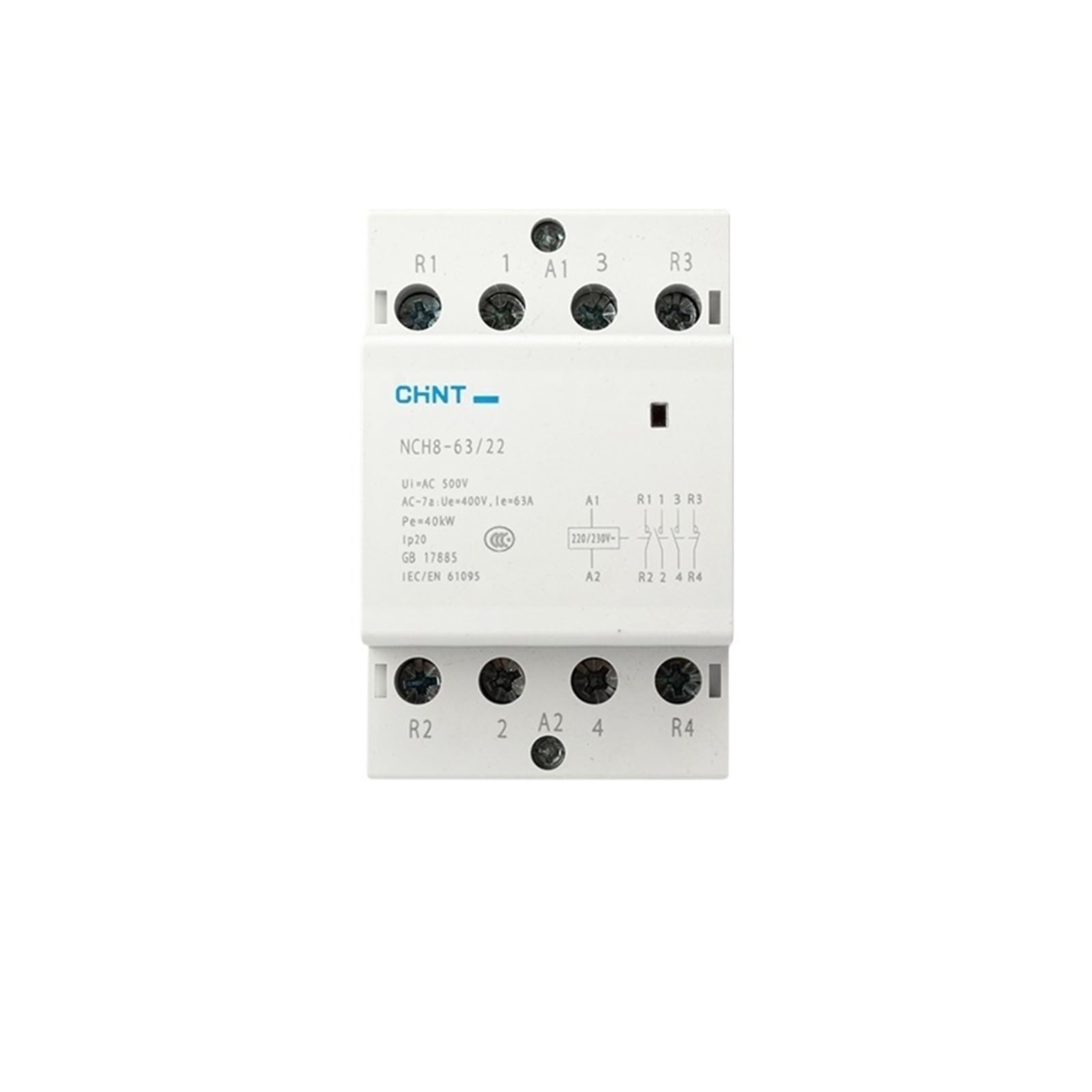 NVSFZGIYG NCH8-63/40 4 Pole 63A 4NO DIN Rail contactor Household Modular contactors AC Contactor(NCH8-63A-22 2NO 2NC)