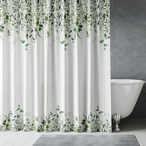 Image of Sassoon Ivy Canopy Polyester Washable 1 Piece Printed Bathroom Shower Curtain with Hooks - 6.5ft