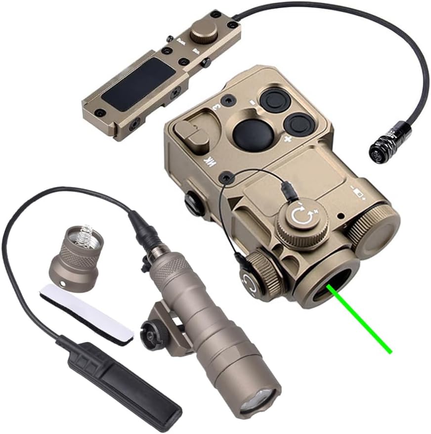 Metal PEST4 Box Laser Sights(with IR Laser+Red/Green/Blue Laser Sight+Remote Pressure Switch), & M300B Strong White LED Flashlight Combo, Tan