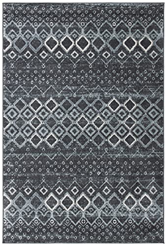 SAFAVIEH Amsterdam Collection Accent Rug - 2'3" x 4', Dark Grey & Light Grey, Moroccan Boho Design, Non-Shedding & Easy Care, Ideal for High Traffic Areas in Entryway, Living Room, Bedroom (AMS108J)