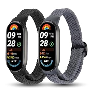 aceyoon 2 Pièces Bracelets Nylon pour Xiaomi Mi Band 10 9 8, Bracelet Élastique Femme Homme Bracelet de Remplacement Respirant et Réglable Compatible avec Xiaomi Smart Band 10 9 8