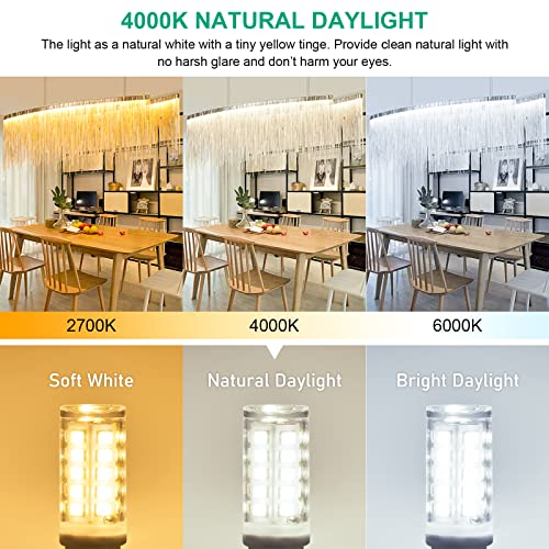 Hansang 12 Pack G9 Led Bulb 4000K Natural Daylight, Height 1.77 Inch 4W(40 Watt Halogen Equivalent) T4 Short Light Bulbs For Crystal Chandelier, G9 Ceramic Bin-Pin Base, 400Lm, Ac 120V, Non-Dimmable #TOP3