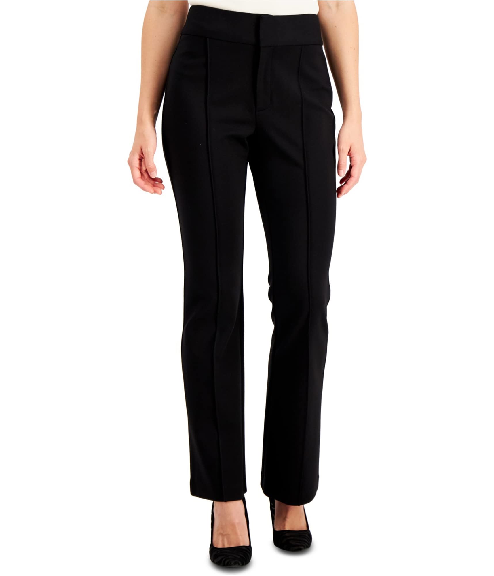 I-N-C Womens Solid Casual Trouser Pants Black 2 Regular