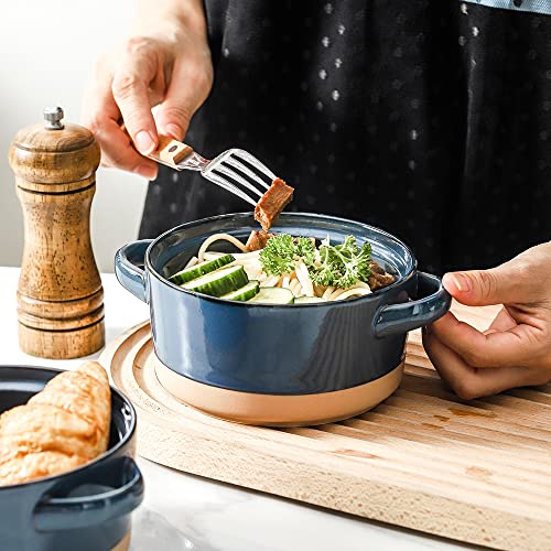 Hvh Soup Bowls With Handles Microwave Safe, Ceramic Soup Bowl Set Of 4, 24 Oz Big Soup Bowl For Soup, Cereal, Chill, Beef Stew, French Onion Soup Bowls Farmhouse Style (Blue) #TOP2