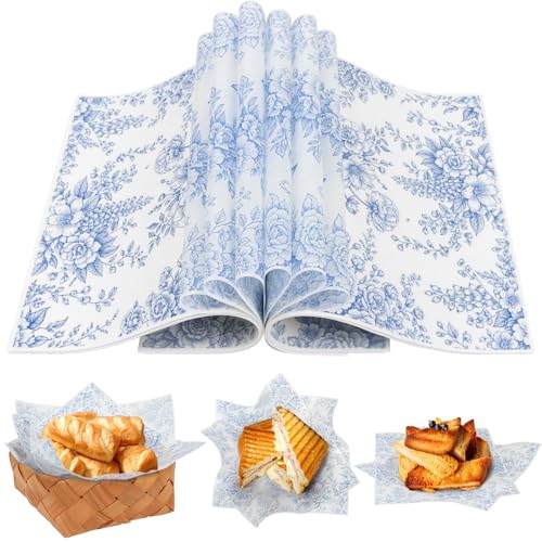 Huniee 150 Feuilles Papier Emballage Alimentaire, 22 × 25cm, Emballage sandwich Anti-Graisse, Feuilles de Cuisson Résistant a la Graisse, Papier Sulfurisé...