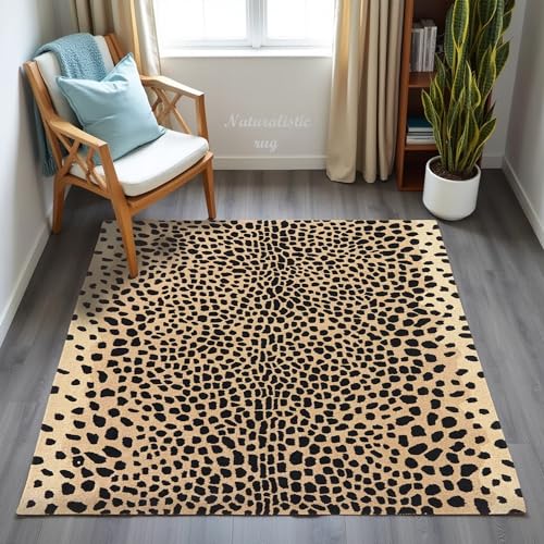 Handmade Woolen Tufted Animal Print Area Rug - Stylish Leopard