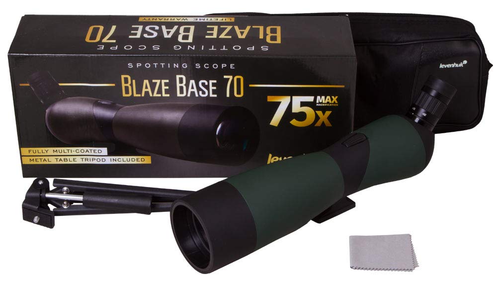 Cannocchiale Terrestre Portatile Levenhuk Blaze BASE 70 con Ottiche In Vetro BK7, Treppiede da Tavolo In Metallo e Custodia, Utile per Osservare Fauna Selvatica e Paesaggi Urbani e Naturali
